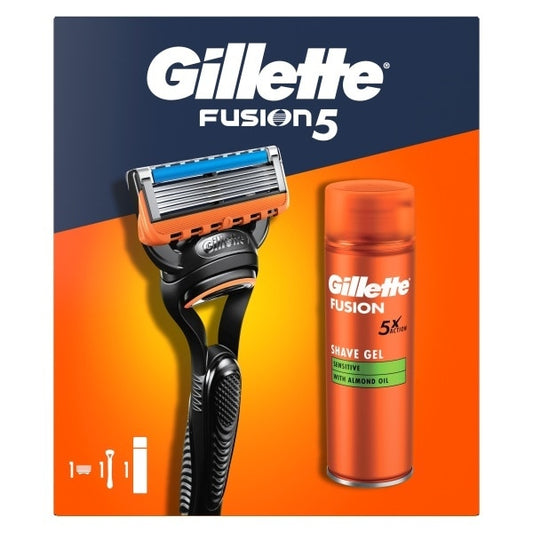 Gillette Set Fusion Razor + Sensitive Shave Gel 200ml
