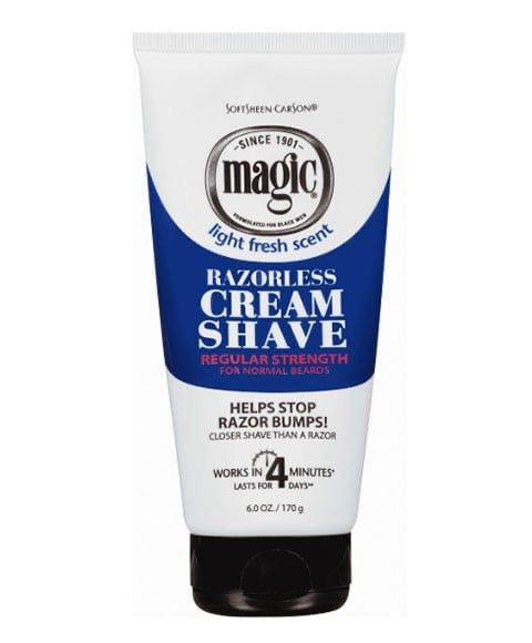 MAGIC RAZORLESS CREAM SHAVE - REGULAR STRENGTH SHAVING CREAM 6 OZ
