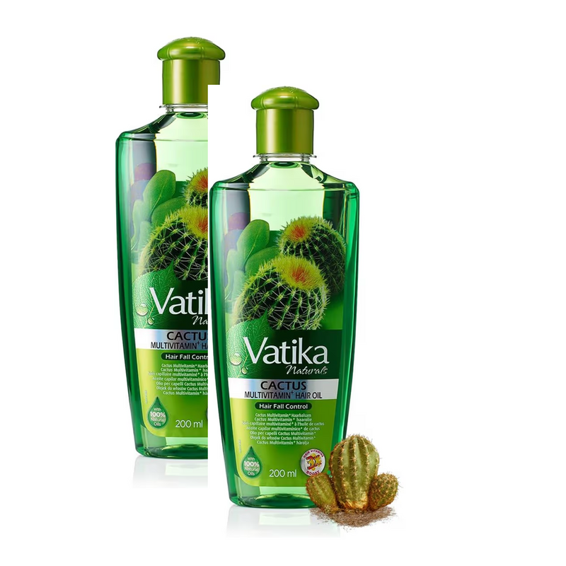 Dabur Vatika Cactus Enriched Hair Oil for Hair Fall Control (Pack of 2)