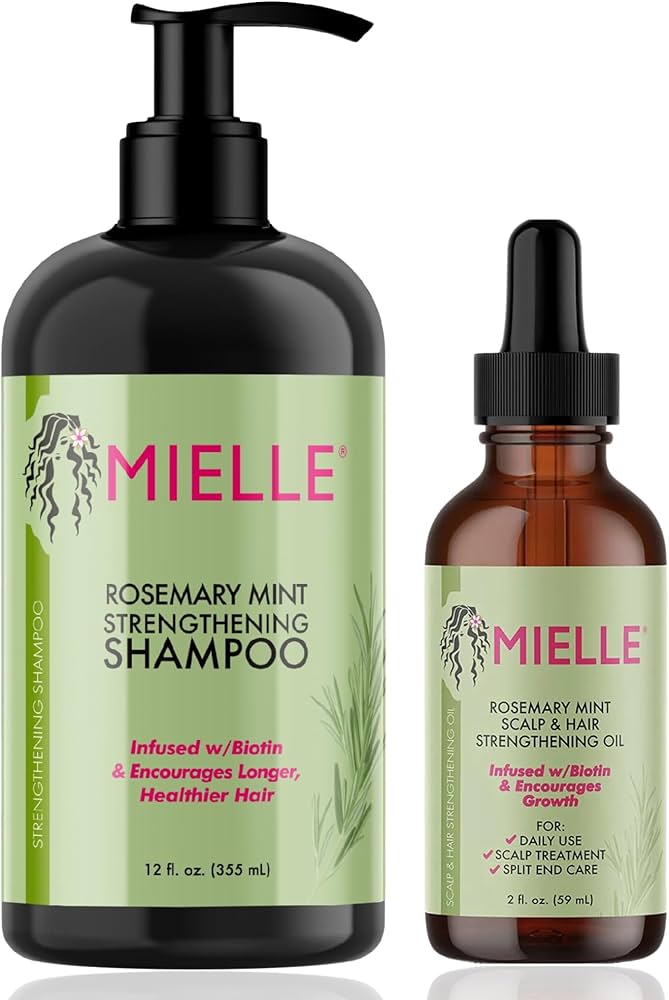 Mielle Organics Rosemary Mint Strengthening Shampoo 12oz & Scalp oil 2oz Duo set