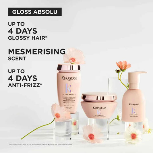 Kérastase Gloss Absolu Bain Crème Hydra-Glaze Shampoo 250ml & Mask for Thick Frizzy Hair 200ml Twin